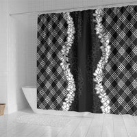 Hawaii Aloha Plumeria Lei Black Palaka Shower Curtain - Polynesian Pride