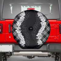 Hawaii Aloha Plumeria Lei Black Palaka Spare Tire Cover - Polynesian Pride