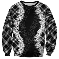 Hawaii Aloha Plumeria Lei Black Palaka Sweatshirt - Polynesian Pride