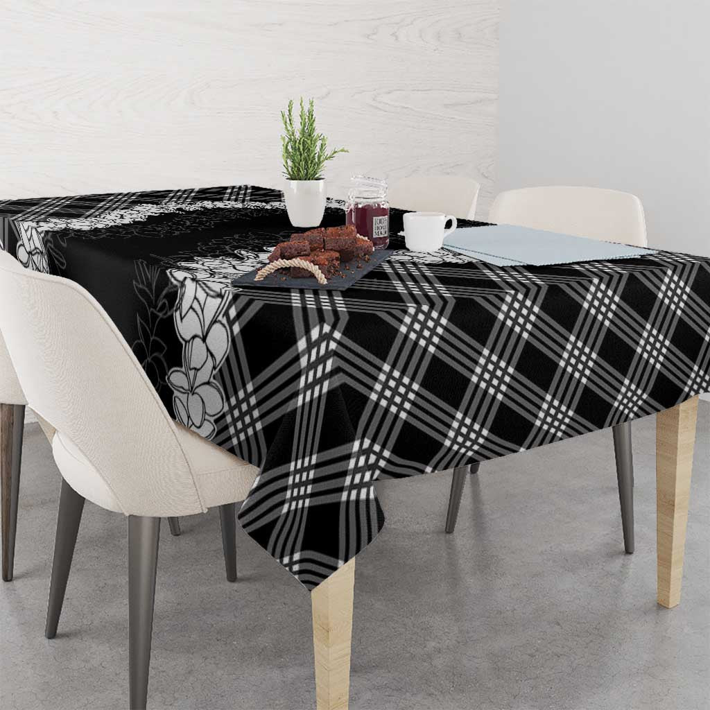 Hawaii Aloha Plumeria Lei Black Palaka Tablecloth - Polynesian Pride