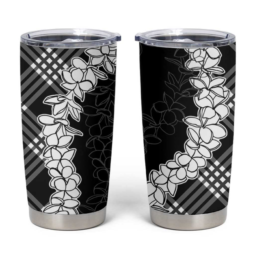 Hawaii Aloha Plumeria Lei Black Palaka Tumbler Cup - Polynesian Pride
