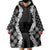 Hawaii Aloha Plumeria Lei Black Palaka Wearable Blanket Hoodie - Polynesian Pride