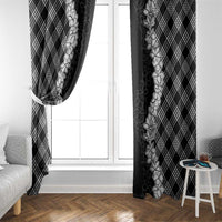 Hawaii Aloha Plumeria Lei Black Palaka Window Curtain - Polynesian Pride