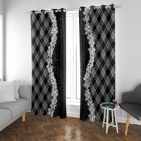 Hawaii Aloha Plumeria Lei Black Palaka Window Curtain - Polynesian Pride