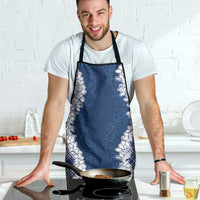 Hawaii Aloha Plumeria Lei Navy Palaka Apron - Polynesian Pride