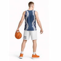Hawaii Aloha Plumeria Lei Navy Palaka Basketball Jersey - Polynesian Pride