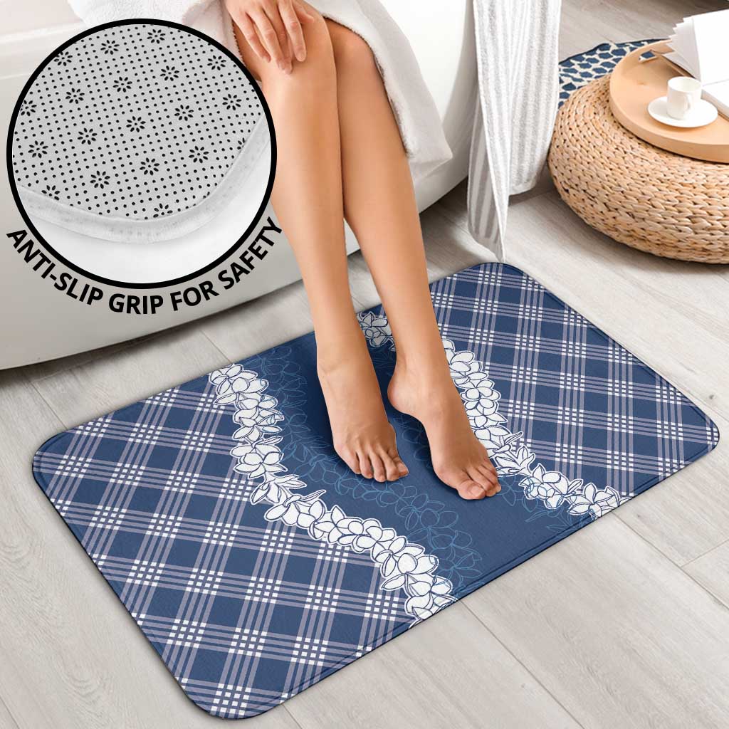 Hawaii Aloha Plumeria Lei Navy Palaka Bathroom Set - Polynesian Pride