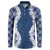 Hawaii Aloha Plumeria Lei Navy Palaka Button Sweatshirt - Polynesian Pride