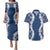 Hawaii Aloha Plumeria Lei Navy Palaka Couples Matching Puletasi and Hawaiian Shirt - Polynesian Pride