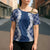 Hawaii Aloha Plumeria Lei Navy Palaka Cross Shoulder Shirt - Polynesian Pride