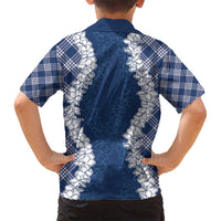 Hawaii Aloha Plumeria Lei Navy Palaka Family Matching Puletasi and Hawaiian Shirt LT7 - Polynesian Pride