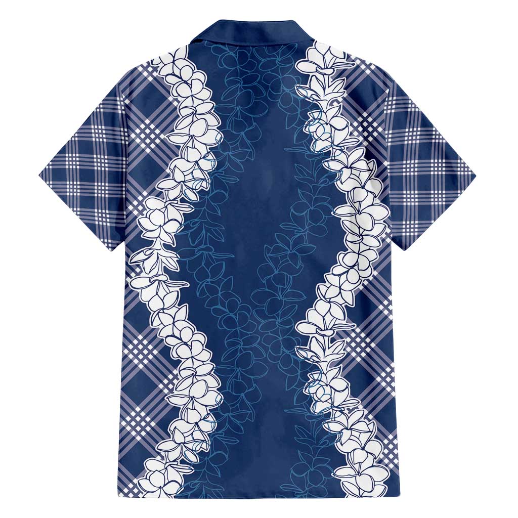 Hawaii Aloha Plumeria Lei Navy Palaka Family Matching Puletasi and Hawaiian Shirt LT7 - Polynesian Pride