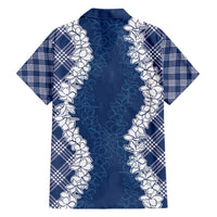 Hawaii Aloha Plumeria Lei Navy Palaka Family Matching Puletasi and Hawaiian Shirt LT7 - Polynesian Pride