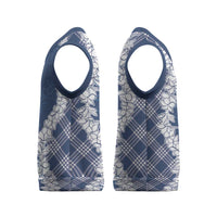 Hawaii Aloha Plumeria Lei Navy Palaka Christmas Knitted V-Neck Vest - Polynesian Pride