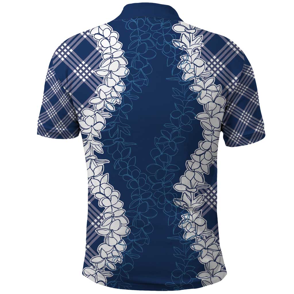 Hawaii Aloha Plumeria Lei Navy Palaka Polo Shirt - Polynesian Pride