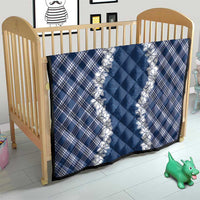 Hawaii Aloha Plumeria Lei Navy Palaka Quilt - Polynesian Pride