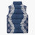 Hawaii Aloha Plumeria Lei Navy Palaka Sleeveless Puffer Jacket - Polynesian Pride