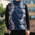 Hawaii Aloha Plumeria Lei Navy Palaka Sleeveless Puffer Jacket - Polynesian Pride