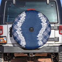 Hawaii Aloha Plumeria Lei Navy Palaka Spare Tire Cover - Polynesian Pride