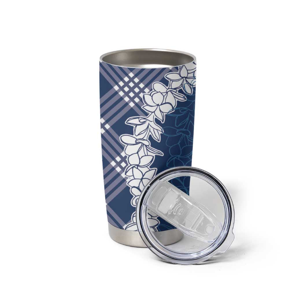 Hawaii Aloha Plumeria Lei Navy Palaka Tumbler Cup - Polynesian Pride