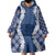 Hawaii Aloha Plumeria Lei Navy Palaka Wearable Blanket Hoodie - Polynesian Pride