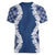 Hawaii Aloha Plumeria Lei Navy Palaka Women V-Neck T-Shirt - Polynesian Pride