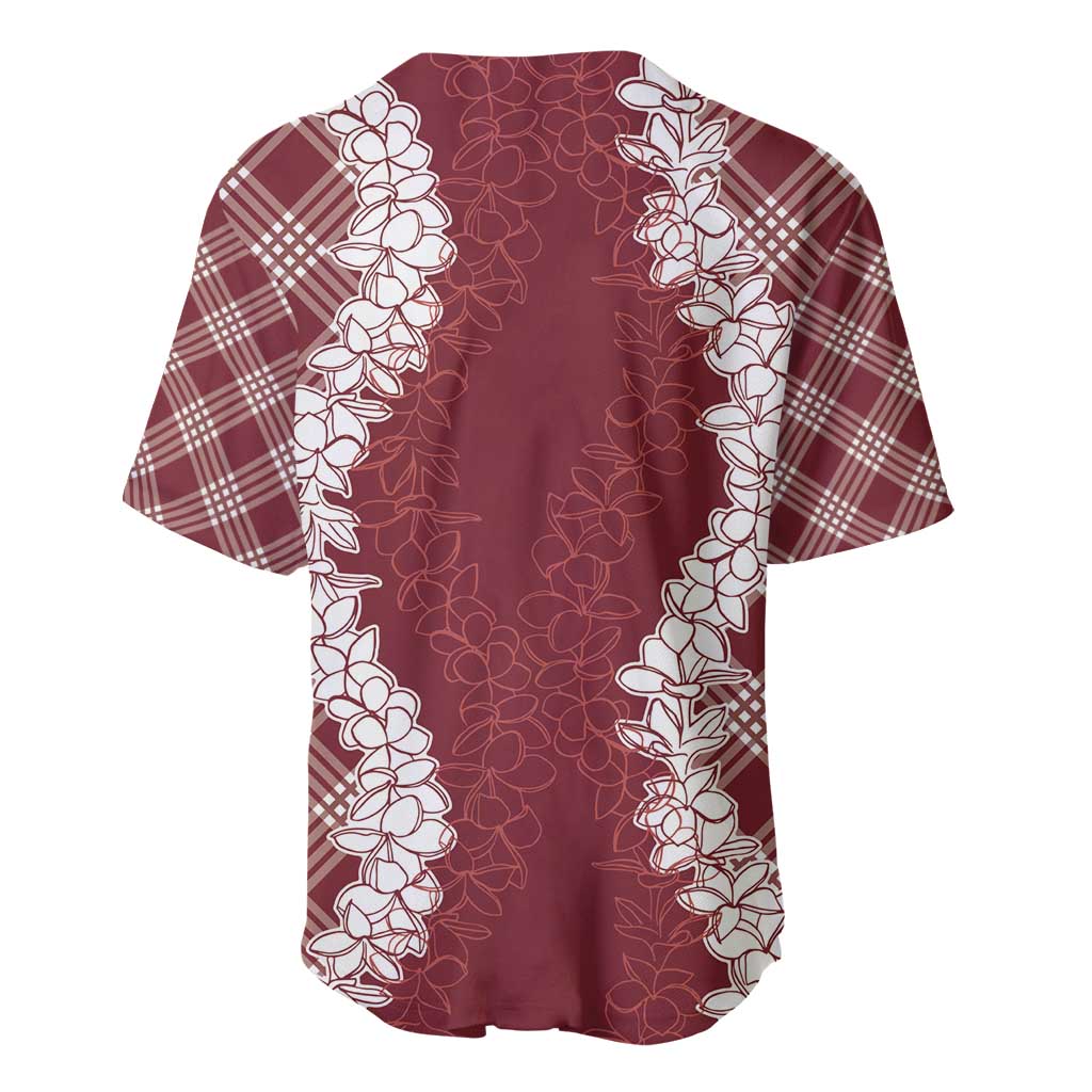 Hawaii Aloha Plumeria Lei Scarlet Palaka Baseball Jersey - Polynesian Pride