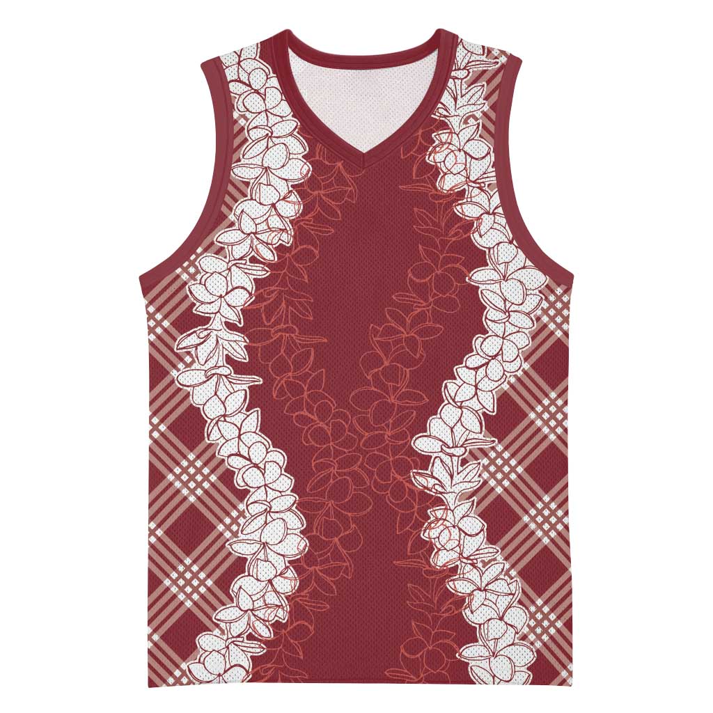 Hawaii Aloha Plumeria Lei Scarlet Palaka Basketball Jersey LT7 Unisex Scarlet - Polynesian Pride