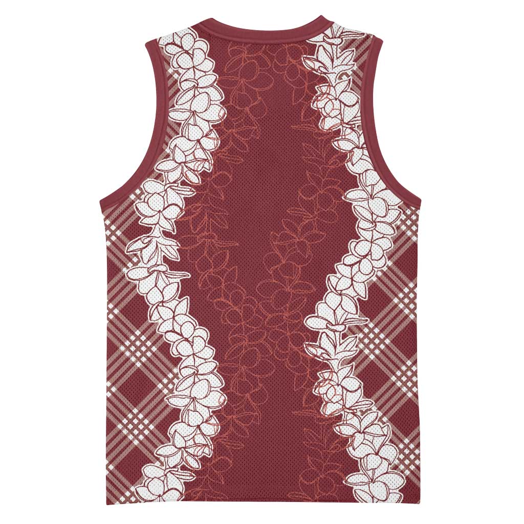 Hawaii Aloha Plumeria Lei Scarlet Palaka Basketball Jersey LT7 - Polynesian Pride
