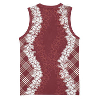 Hawaii Aloha Plumeria Lei Scarlet Palaka Basketball Jersey LT7 - Polynesian Pride
