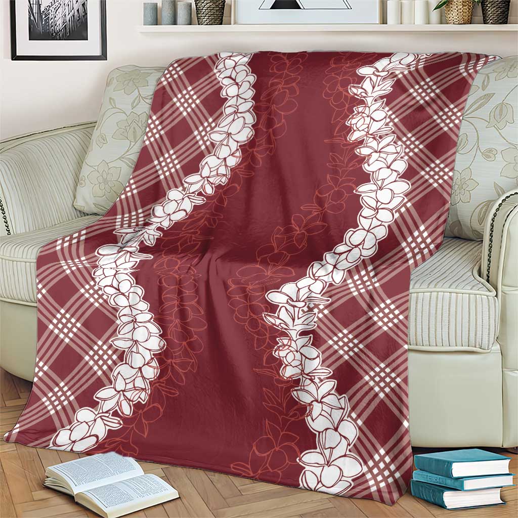 Hawaii Aloha Plumeria Lei Scarlet Palaka Blanket - Polynesian Pride
