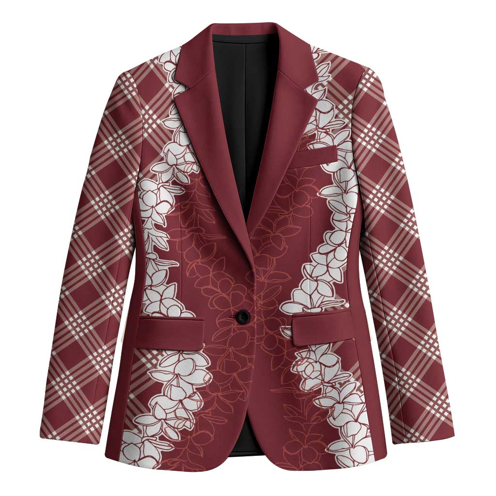 Hawaii Aloha Plumeria Lei Scarlet Palaka Blazer LT7 Unisex Scarlet - Polynesian Pride