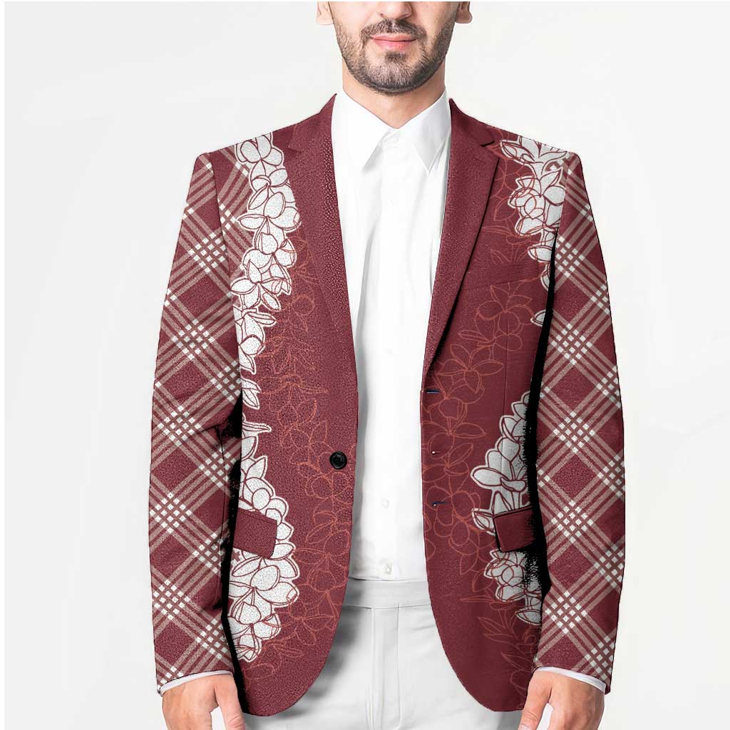 Hawaii Aloha Plumeria Lei Scarlet Palaka Blazer - Polynesian Pride