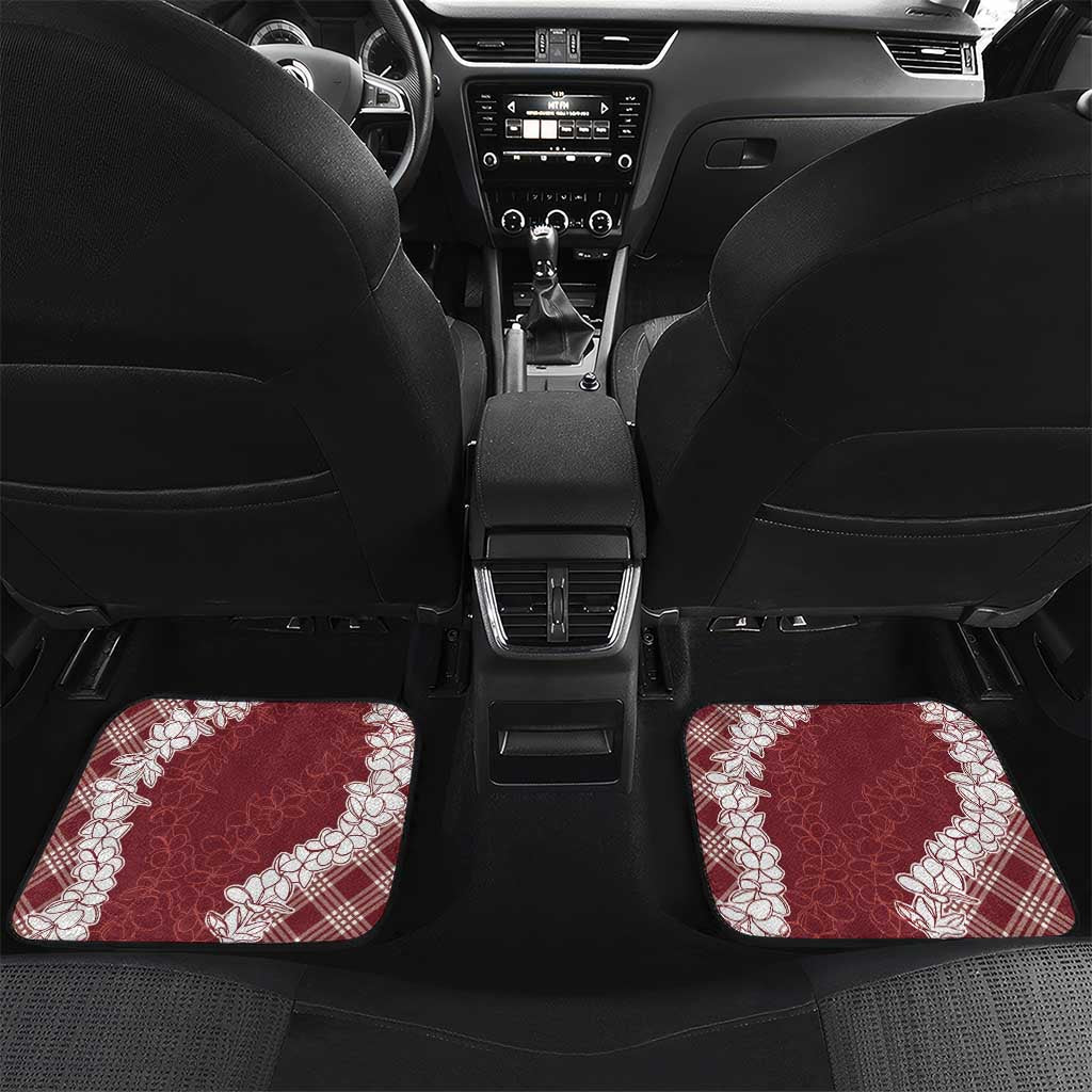 Hawaii Aloha Plumeria Lei Scarlet Palaka Car Mats - Polynesian Pride