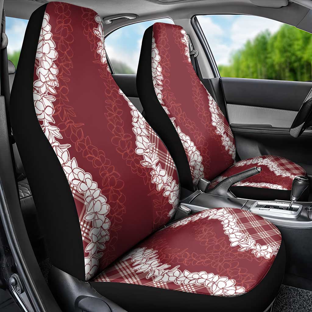Hawaii Aloha Plumeria Lei Scarlet Palaka Car Seat Cover - Polynesian Pride
