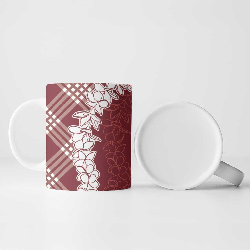 Hawaii Aloha Plumeria Lei Scarlet Palaka Ceramic Mug - Polynesian Pride