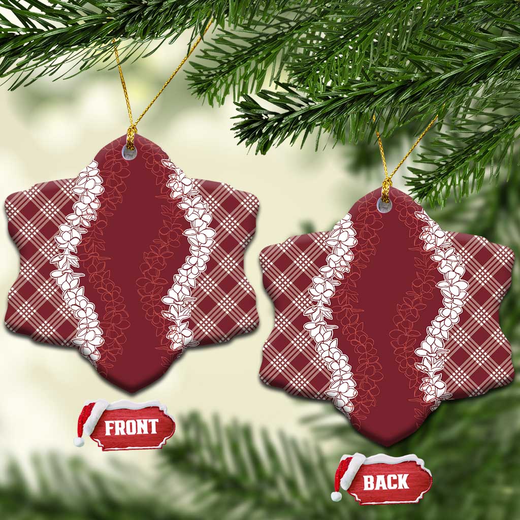 Hawaii Aloha Plumeria Lei Scarlet Palaka Ceramic Ornament - Polynesian Pride