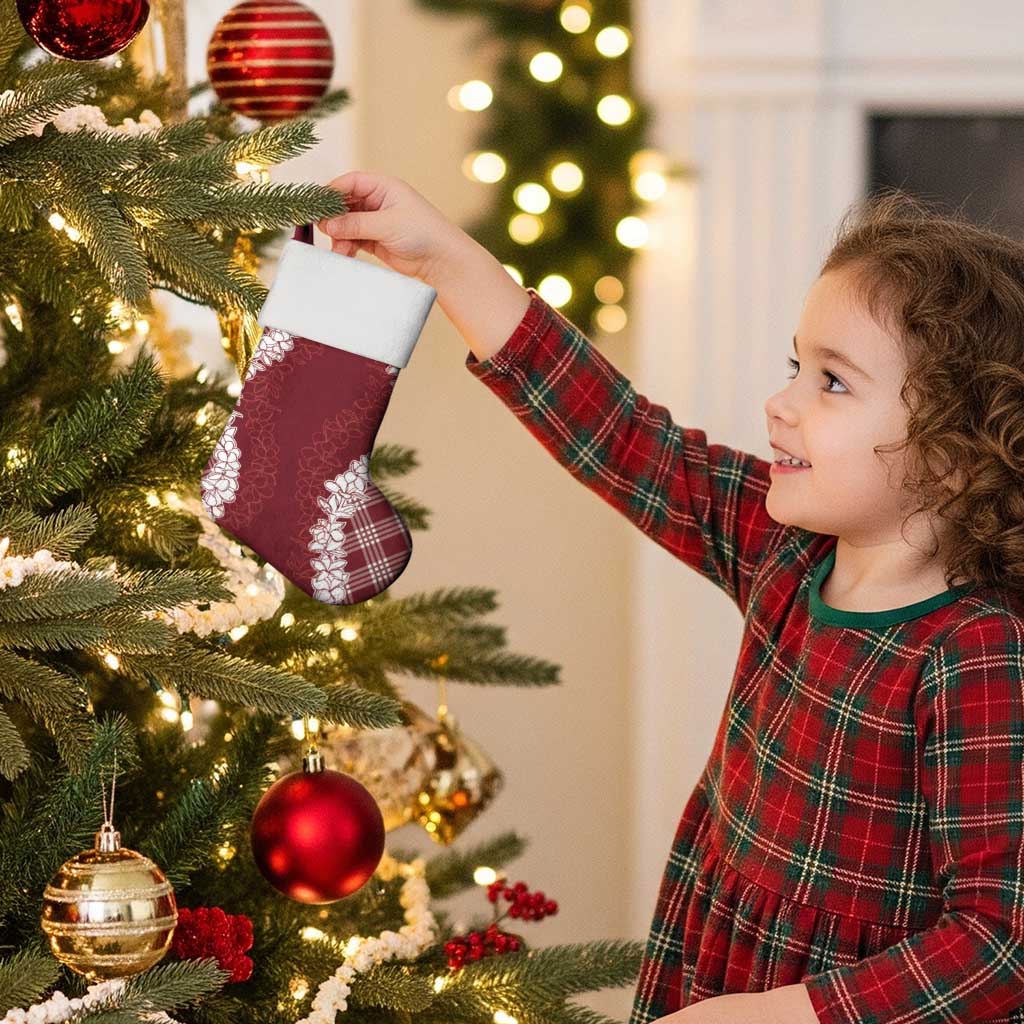 Hawaii Aloha Plumeria Lei Scarlet Palaka Christmas Stocking - Polynesian Pride