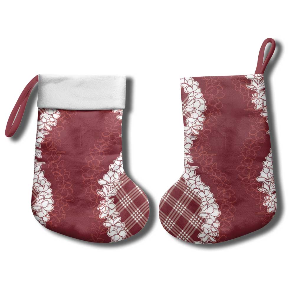 Hawaii Aloha Plumeria Lei Scarlet Palaka Christmas Stocking - Polynesian Pride