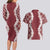 Hawaii Aloha Plumeria Lei Scarlet Palaka Couples Matching Long Sleeve Bodycon Dress and Hawaiian Shirt - Polynesian Pride