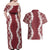 Hawaii Aloha Plumeria Lei Scarlet Palaka Couples Matching Off Shoulder Maxi Dress and Hawaiian Shirt - Polynesian Pride