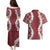 Hawaii Aloha Plumeria Lei Scarlet Palaka Couples Matching Puletasi and Hawaiian Shirt - Polynesian Pride