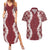 Hawaii Aloha Plumeria Lei Scarlet Palaka Couples Matching Summer Maxi Dress and Hawaiian Shirt - Polynesian Pride