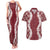 Hawaii Aloha Plumeria Lei Scarlet Palaka Couples Matching Tank Maxi Dress and Hawaiian Shirt - Polynesian Pride