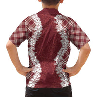Hawaii Aloha Plumeria Lei Scarlet Palaka Family Matching Puletasi and Hawaiian Shirt - Polynesian Pride