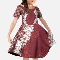 Hawaii Aloha Plumeria Lei Scarlet Palaka Family Matching Summer Maxi Dress and Hawaiian Shirt - Polynesian Pride