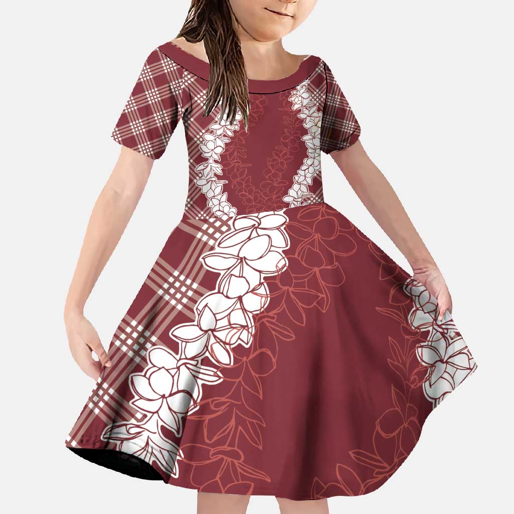 Hawaii Aloha Plumeria Lei Scarlet Palaka Family Matching Tank Maxi Dress and Hawaiian Shirt - Polynesian Pride