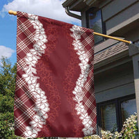 Hawaii Aloha Plumeria Lei Scarlet Palaka Garden Flag - Polynesian Pride