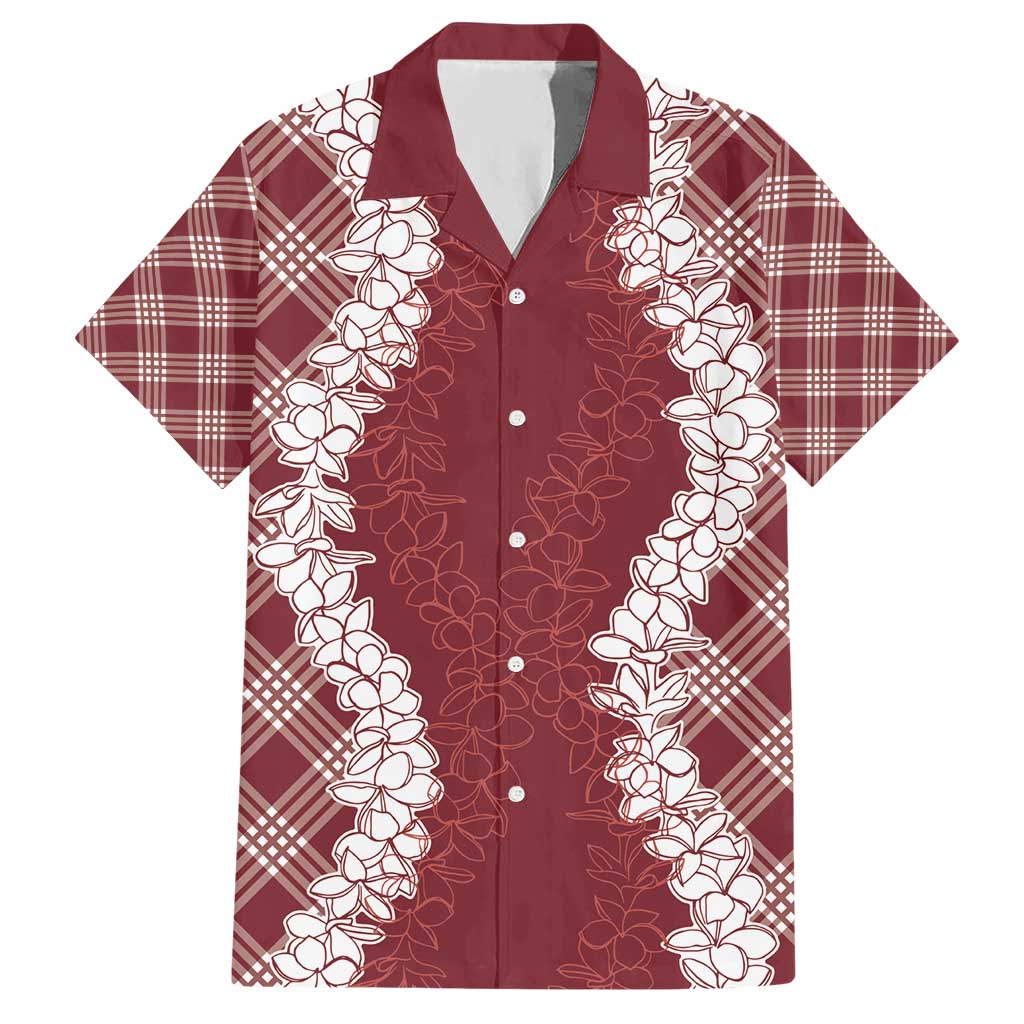 Hawaii Aloha Plumeria Lei Scarlet Palaka Hawaiian Shirt - Polynesian Pride