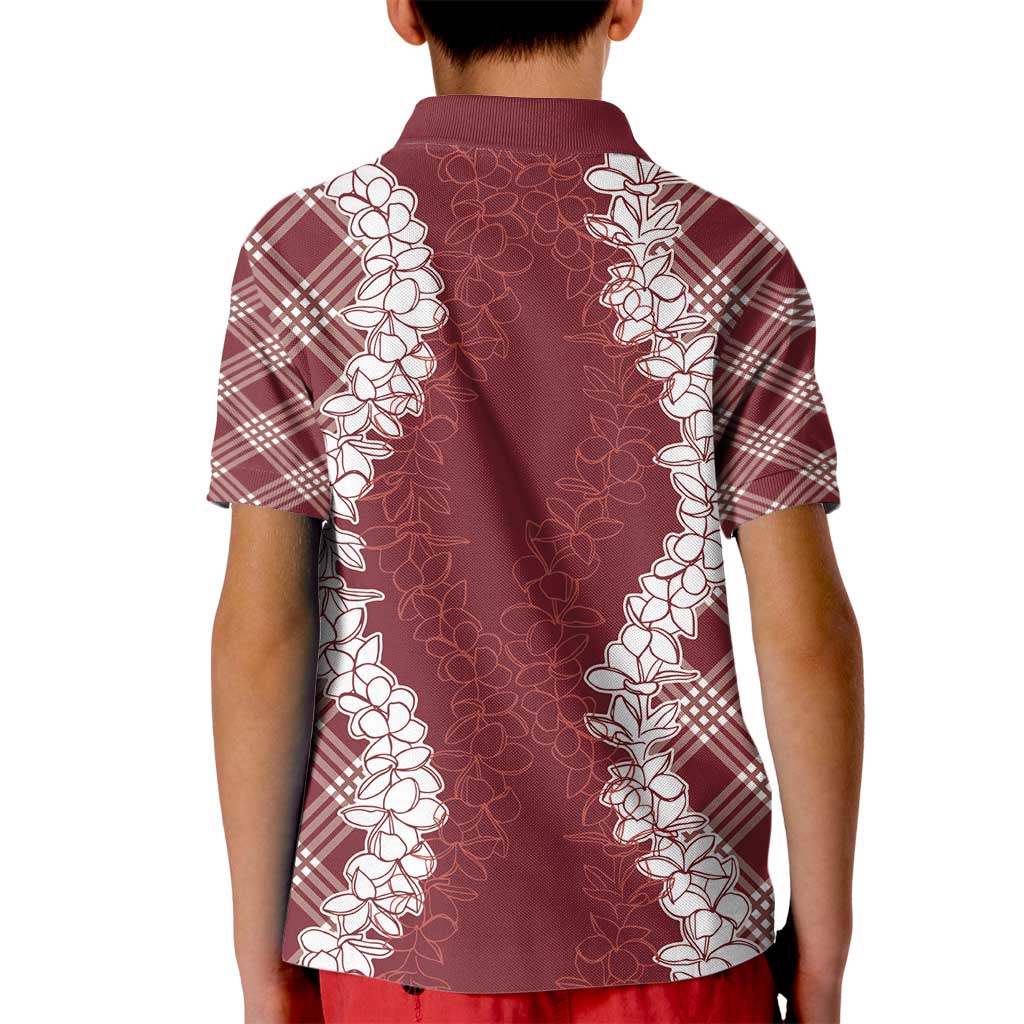 Hawaii Aloha Plumeria Lei Scarlet Palaka Kid Polo Shirt - Polynesian Pride